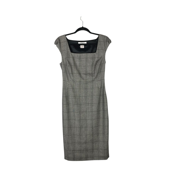 L.K. Bennett London Gray Plaid Wool Dress Size 6 US UK 10 EU 38 Fine Merino Wool - Picture 2 of 9